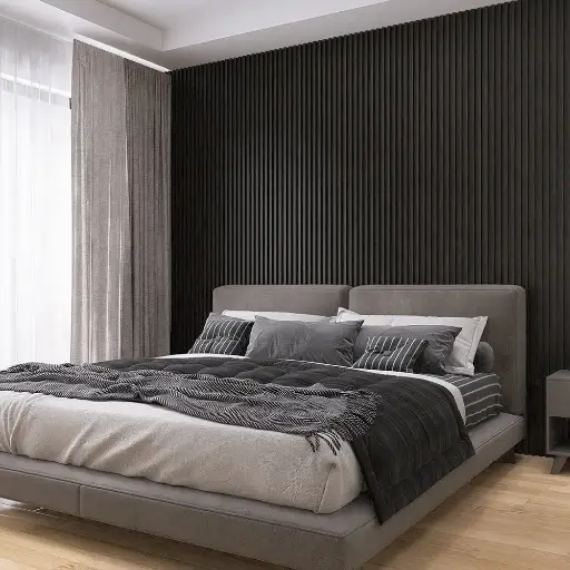 [WT027] Revestimiento de Pared Negro 0.46 m2 tira 159x2900x23